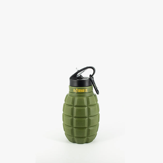 Collapsible Grenade Shaped Silicone Water Bottles 19.6 oz-Army  Green-Caribbean Blue-Caribbean Blue - Beverages